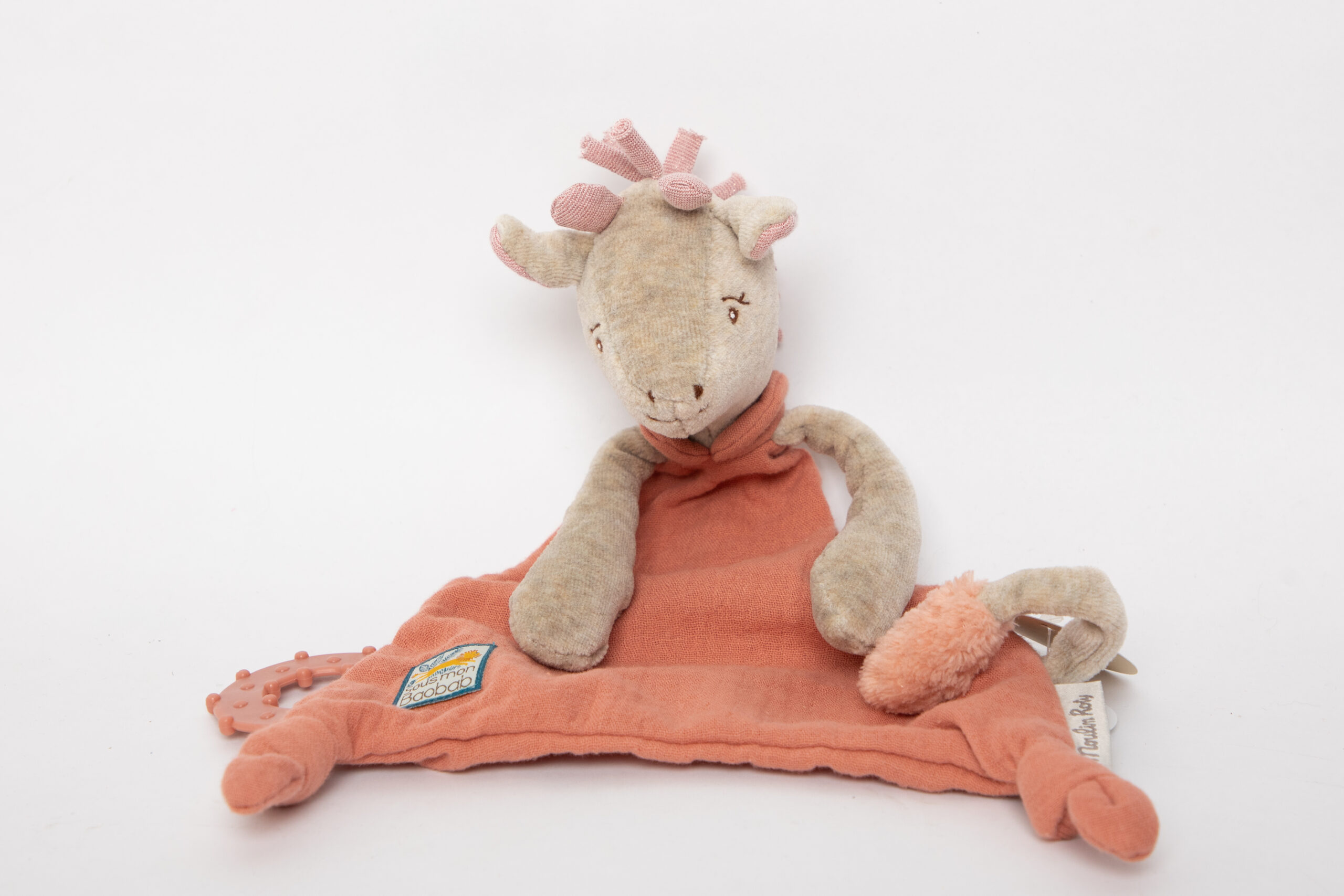 Moulin Roty Schnuffeltuch Giraffe mit Beißring